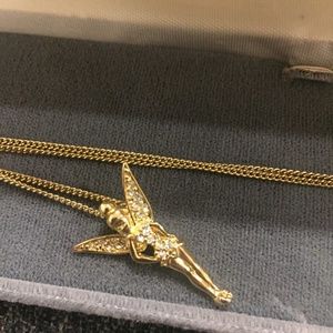 Gold disney brand tinkerbell necklace